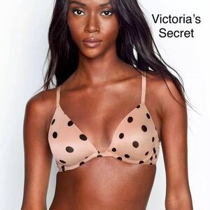 Victoria's Secret Sexy Tee Unlined Demi Bra - Beige/Black Dot - Size 34DD